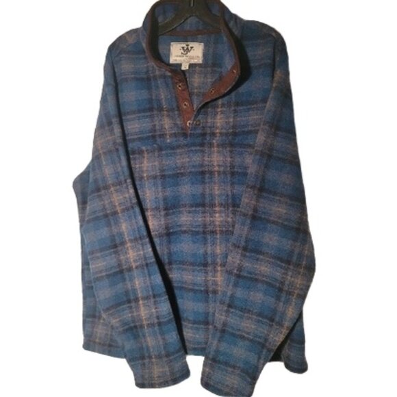 John Wayne Timeless Classic Men's 1/4 Snap Pullover Blue & Green Plaid Size 2XL - Picture 1 of 4